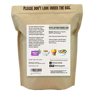 Anthony's Organic French Lavender Petals, 5 oz, Extra Grade, Dried, Gluten Free & Non GMO