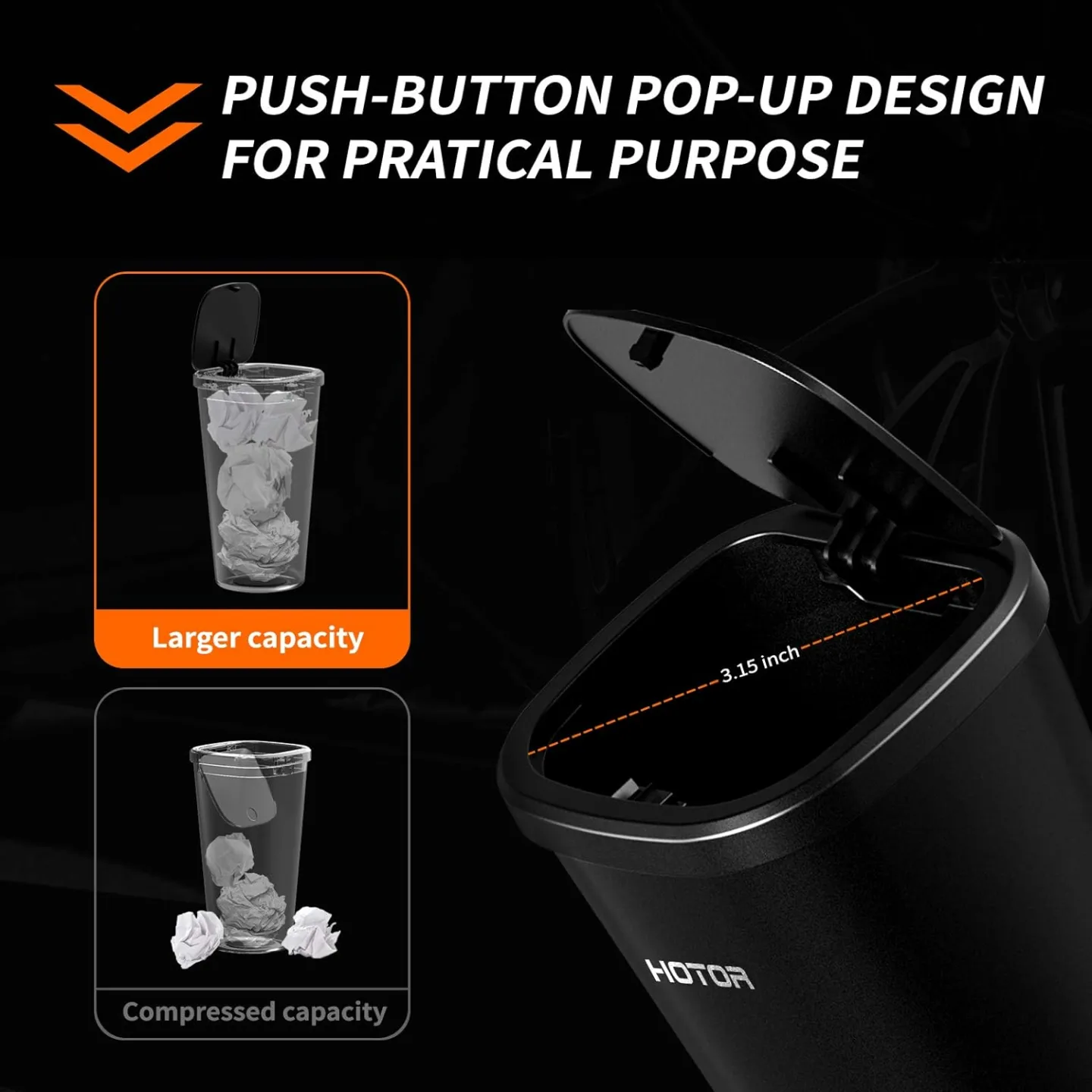 HOTOR Car Trash Can & Bags - Keep Your Vehicle Clean