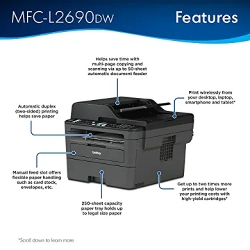 Brother MFC-L2690DW Fast All-in-One Monochrome Laser Printer