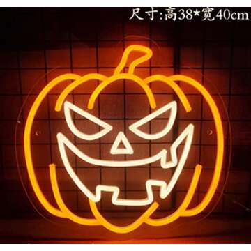 Pumpkin Light Sign Wall Neon Light, LED Indoor Decor Night Lamps Neon Light Sign Decor for Wedding Birthday Party Bedroom Table Gift Kids Toys Decor Decorations Valentines Gift