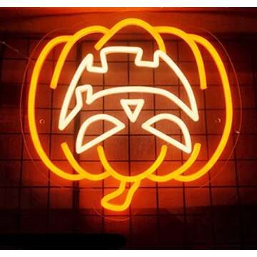 Pumpkin Light Sign Wall Neon Light, LED Indoor Decor Night Lamps Neon Light Sign Decor for Wedding Birthday Party Bedroom Table Gift Kids Toys Decor Decorations Valentines Gift