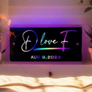 TIRXUIND Personalized LED Name Mirror with Light 12 Color Remote Control Personalized Dresser Lighting Bedroom Living Room Decor Personalized Gift (Horizontal (installation tools included))