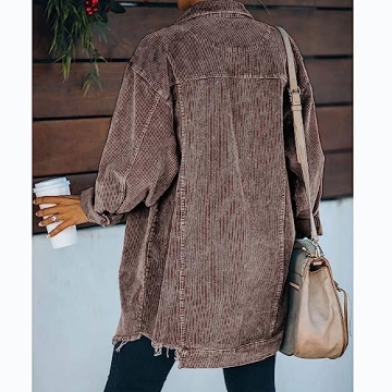 Hixiaohe Women's Retro Oversized Corduroy Shacket