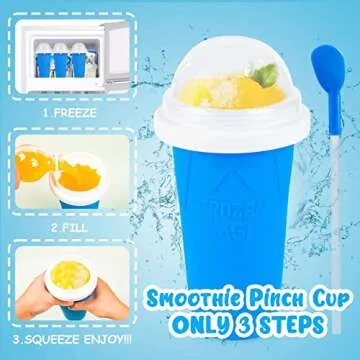 DASZERX® Slushie Maker Cup - Quick Frozen Magic Slushy Maker Cup, DIY Homemade Squeeze Icy Cup, Portable Smoothie Slushie Cup with Spoon and Straw for Juices, Milk and Slushies Maker (Blue)
