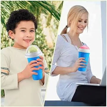 DASZERX® Slushie Maker Cup - Quick Frozen Magic Slushy Maker Cup, DIY Homemade Squeeze Icy Cup, Portable Smoothie Slushie Cup with Spoon and Straw for Juices, Milk and Slushies Maker (Blue)
