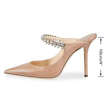 Elegant Rhinestone Heeled Mules Sandals for Women