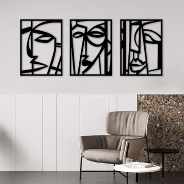 Modern Metal Wall Art Decor - 3 Panels for Home