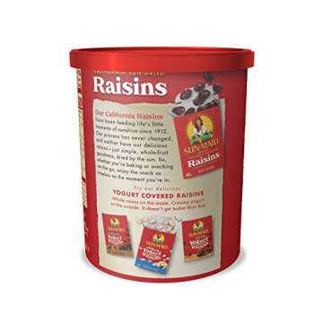 Sun-Maid California Sun-Dried Raisins - 13 oz Resealable Canister - Dried Fruit Snack for Lunches, Snacks, and Natural Sweeteners