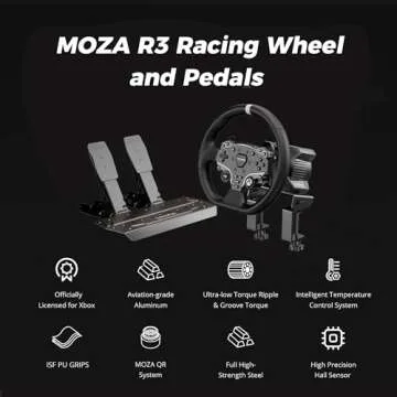 MOZA R3 Steering Wheel and Pedals Bundle for Xbox(official Licensed) & PC: 3.9Nm Direct Drive WheelBase, 11-inch Racing Wheel, Pedals and Desk Clamp All-in-One Gaming Racing Simulator