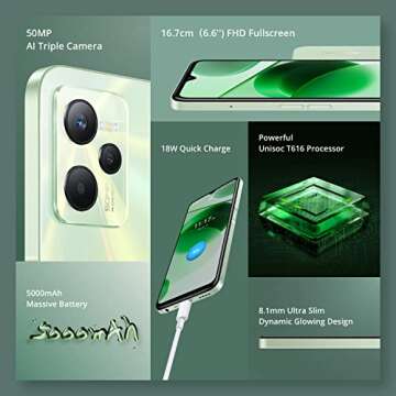 realme C35 Dual-Sim 64GB ROM + 4GB RAM (GSM only | No CDMA) Factory Unlocked 4G/LTE Smartphone (Glowing Green) - International Version