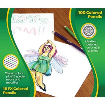 Crayola 100 Colored Pencils with 16 Color Fx, Adult Coloring, Gift for Teens & Adults