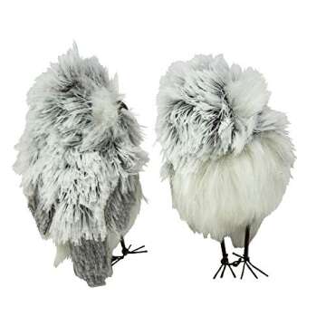 Kurt Adler 5-Inch Furry Gray Owl Set of 2