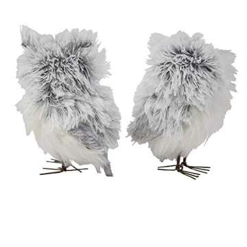 Kurt Adler 5-Inch Furry Gray Owl Set of 2