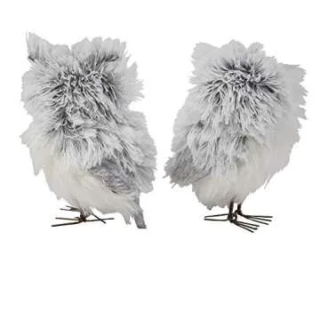 Kurt Adler 5-Inch Furry Gray Owl Set of 2