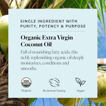 Sky Organics Organic Extra Virgin Coconut Oil for Hair & Skin, 100% Pure & Cold Pressed USDA Certified Organic to Moisturize, Soften & Nourish, 16.9 fl. Oz