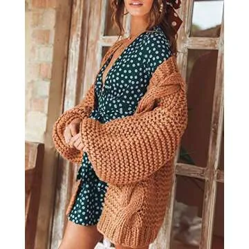 Cicy Bell Women's Chunky Knit Cardigan for All Day Comfort