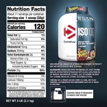 Dymatize ISO100 Hydrolyzed Protein Powder, 100% Whey Isolate, 25g of Protein, 5.5g BCAAs, Gluten Free, Fast Absorbing, Easy Digesting, Cocoa Pebbles, 5 Pound 71 Servings (Pack of 1)