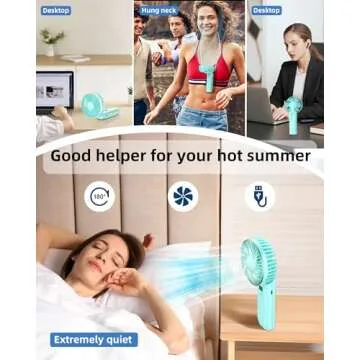 TUNISE Portable Handheld Fan, Portable Fan Rechargeable, 4000mAh, 180° Adjustable, 6 Speed Wind, Display Electricity in Real Time, USB Rechargeable Foldable Fan, Quiet Personal Fan with Power Bank