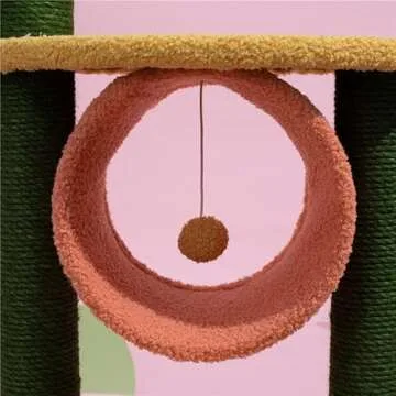 Happy & Polly Sunflower Cat Tree Cute Cat Tower 35.4 Inches for Kittens Stable Condo for Small Cats Easy to Assemble with Soft Hammock Furniture Activity Center for Kittens