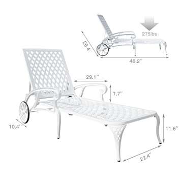 Villeston Chaise Lounges Outdoor - Lounge Chairs for Outside Set of 2 Pool Tanning Chair Adjustable ...