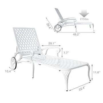 Villeston Chaise Lounges Outdoor - Lounge Chairs for Outside Set of 2 Pool Tanning Chair Adjustable ...
