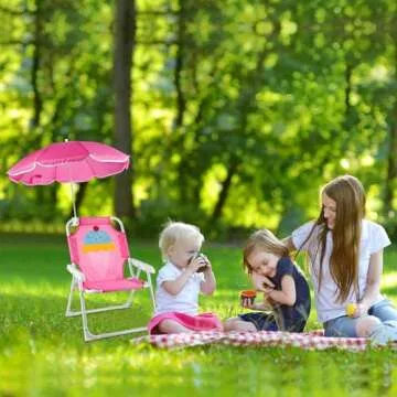 PLULON Kids Beach Chair with Umbrella Folding Lawn and Camping Chair with Summer Shade Children's Be...
