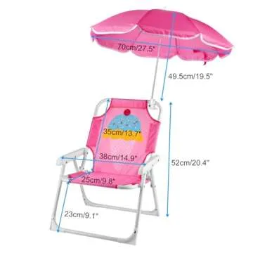 PLULON Kids Beach Chair with Umbrella Folding Lawn and Camping Chair with Summer Shade Children's Beach Chair for Beach Pool Travel Outdoor(for 1-5 Years Old)