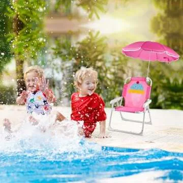 PLULON Kids Beach Chair with Umbrella Folding Lawn and Camping Chair with Summer Shade Children's Beach Chair for Beach Pool Travel Outdoor(for 1-5 Years Old)