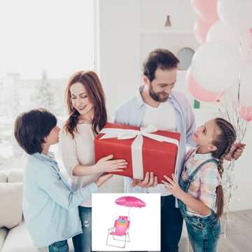 PLULON Kids Beach Chair with Umbrella Folding Lawn and Camping Chair with Summer Shade Children's Beach Chair for Beach Pool Travel Outdoor(for 1-5 Years Old)