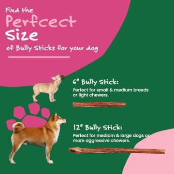 Willow & I Bully Sticks for Dogs -6 Inch Natural Bully Sticks for Medium Dogs, Small & Large- Premium 100% Grass Fed, Single Ingredient, Long Lasting, High Protein-Grain & Rawhide Free (6", 6 Pack)