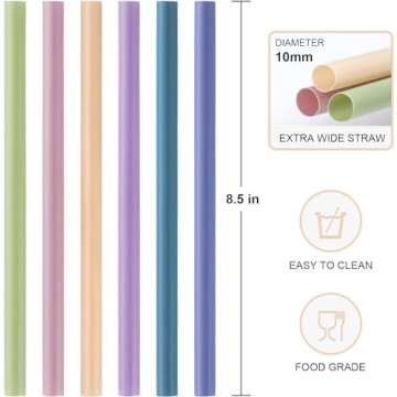 100 Pcs Jumbo Smoothie Straws, Disposable Wide Plastic Drinking Straws, Colorful Plastic Straws for ...