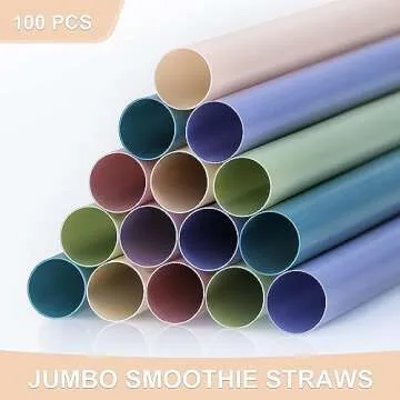 Colorful Jumbo Plastic Smoothie Straws - 100 Pack
