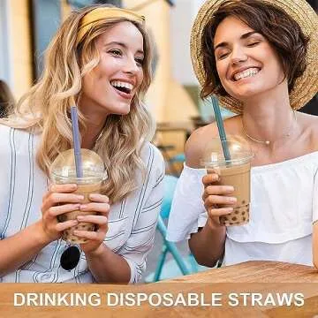 Colorful Jumbo Plastic Smoothie Straws - 100 Pack