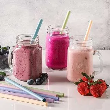 Colorful Jumbo Plastic Smoothie Straws - 100 Pack