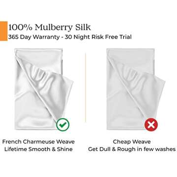Sleep Mantra 100% Mulberry Silk Pillowcase for Hair and Skin Health, Hidden Zipper, 22 Momme, Both Sides Smooth, Breathable and Natural, Machine Washable, (King, Pure White)