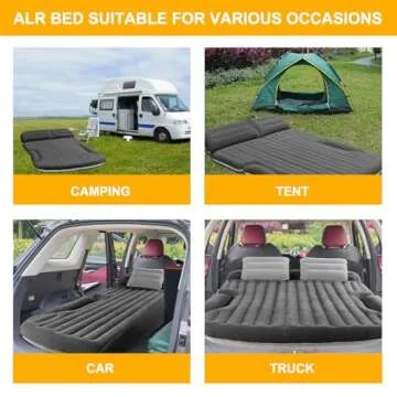 KMZ SUV Air Mattress Thickened and Double-Sided Flocking Travel Camping Bed with 2 Pillows & Electric Pump Dedicated Mobile Cushion Inflatable Bed for SUV Trunk and Rear Seat (Dark Gray)