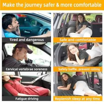 KMZ SUV Air Mattress Thickened and Double-Sided Flocking Travel Camping Bed with 2 Pillows & Electric Pump Dedicated Mobile Cushion Inflatable Bed for SUV Trunk and Rear Seat (Dark Gray)