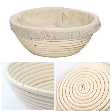 2 Pack 10 Inch Proofing Basket,WERTIOO Bread Proofing Basket 2pcs + Bread Lame +Dough Scraper+ Linen Liner Cloth for Professional & Home Bakers