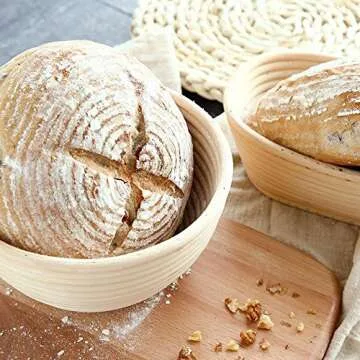 2 Pack 10 Inch Proofing Basket,WERTIOO Bread Proofing Basket 2pcs + Bread Lame +Dough Scraper+ Linen Liner Cloth for Professional & Home Bakers