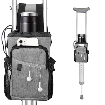 Crutch Bag Pouch, Water-Resistant Premium Zipper Pouch for Crutches, Lightweight Crutches Pouch Stor...