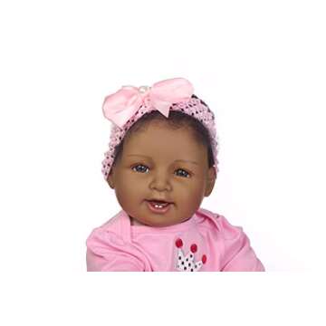 iCradle Real Life 22inch 55cm Reborn Baby Dolls Soft Silicone Realistic Looking Newborn Dolls Black Skin Princess Girl Indian African Style Baby Doll Toy for Ages 3+
