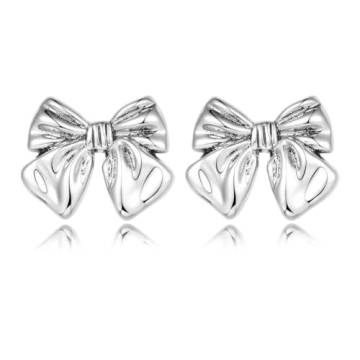 FAMARINE Antique Silver Bow Earrings - Vintage Style & Lightweight