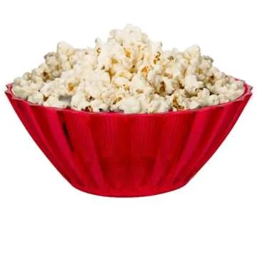 BFL Red Wavy Plastic Bowls, 3.5x8.5 Inches Party or Event Decor Snack Dessert Bowls Outdoor Picnics ...