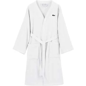 Lacoste Classic Pique Bath Robe for All, Plush Comfort Awaits!