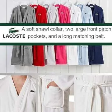 Lacoste Classic Pique Bath Robe for All, Plush Comfort Awaits!