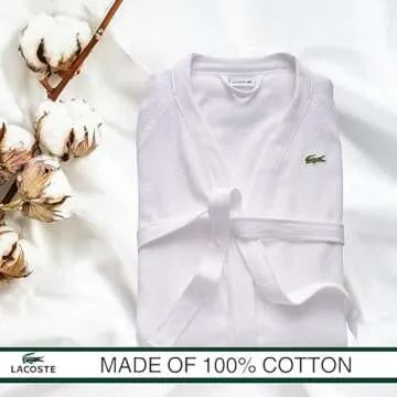 Lacoste Classic Pique Bath Robe for All, Plush Comfort Awaits!