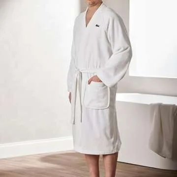 Lacoste Classic Pique Bath Robe for All, Plush Comfort Awaits!