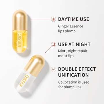 KISSIO Lip Plumper,2 PCS Natural Lip Plumper,Lip Enhancer, Natural Plumping Lip Serum, Lip Plumping Balm,Lip Plumper Pro,Hydrated Beauty Lips 5.5ml, Day And Night