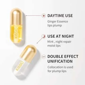 KISSIO Lip Plumper,2 PCS Natural Lip Plumper,Lip Enhancer, Natural Plumping Lip Serum, Lip Plumping Balm,Lip Plumper Pro,Hydrated Beauty Lips 5.5ml, Day And Night