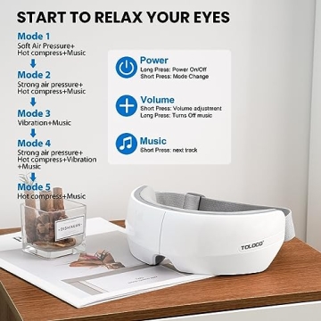 TOLOCO Eye Massager with Heat and Bluetooth Music
